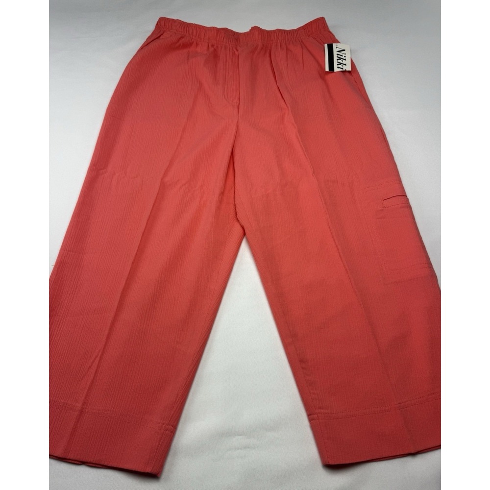Nikki Womens Capri Pants Size 14‎ Coral Elastic Waist Textured NWT